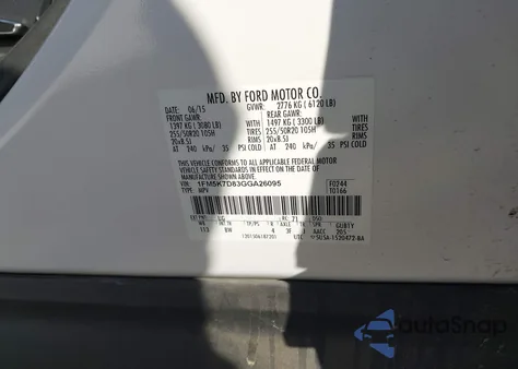 2016 Ford Explorer Xlt из США, поврежденный, VIN 1FM5K7D83GGA26095